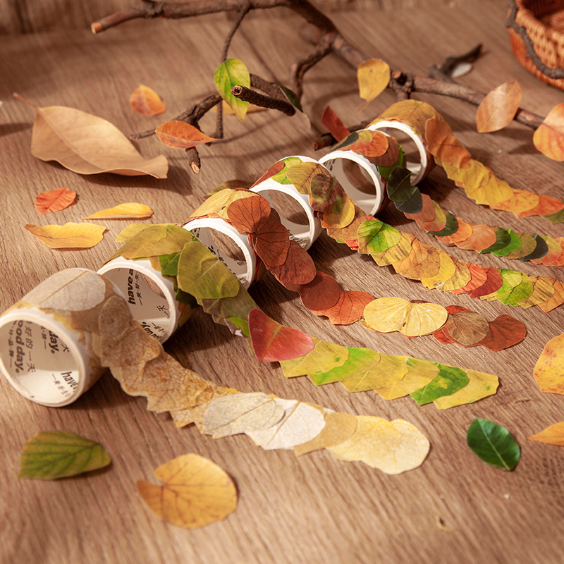 高颜值好看异形和纸胶带香榭的落叶创意树叶子艺术diy手帐装饰贴