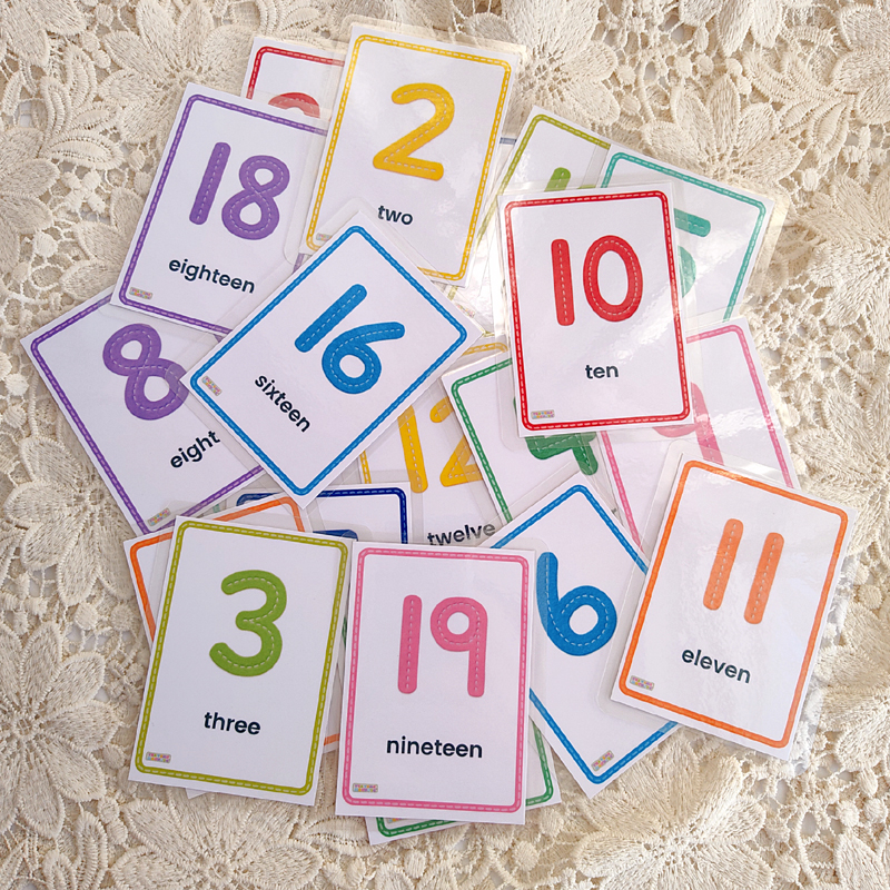 numbers数字英语单词卡片1到20数字卡片1到10幼儿园教具1到100