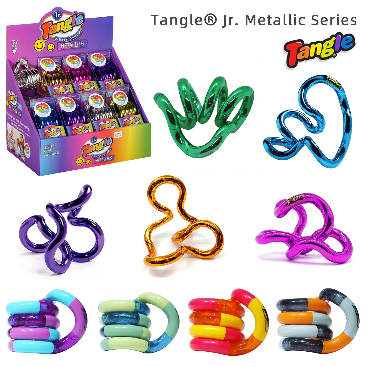 美国Tangle手指缠绕绳百变环扭扭乐儿童多动症解压专注力训练玩具