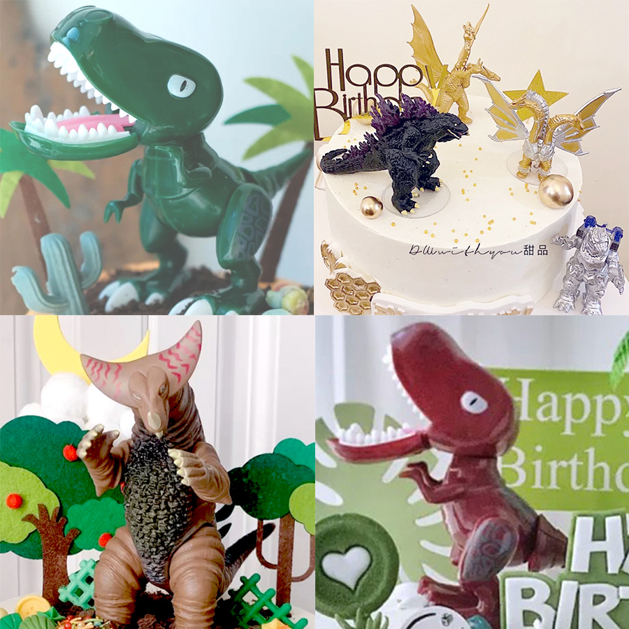 青少年男孩恐龙怪兽雷德王哥斯拉哥莫拉生日蛋糕装饰摆件玩偶公仔