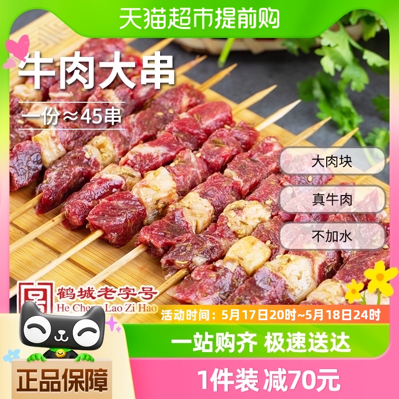 齐函杨佳齐齐哈尔牛肉串东北大肉串新鲜户外烧烤食材半成品500g*2