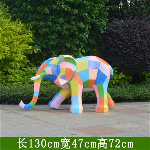玻璃钢户外彩绘几何仿真大象雕塑发光园林景观台式火锅装饰品摆件
