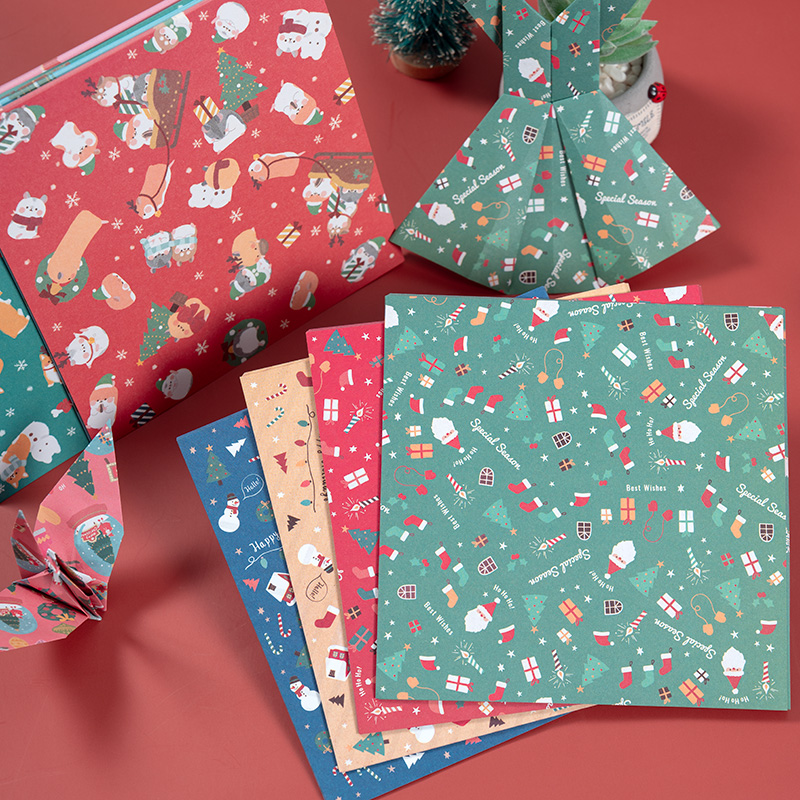 15厘米正方形平安夜圣诞老人节日儿童彩色diy手工折纸印花叠卡纸