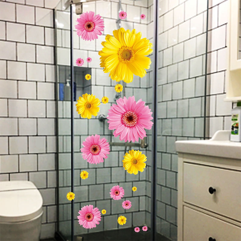 浴室卫生间玻璃门贴纸墙贴画装饰小图案瓷砖翻新贴防水自粘防撞贴