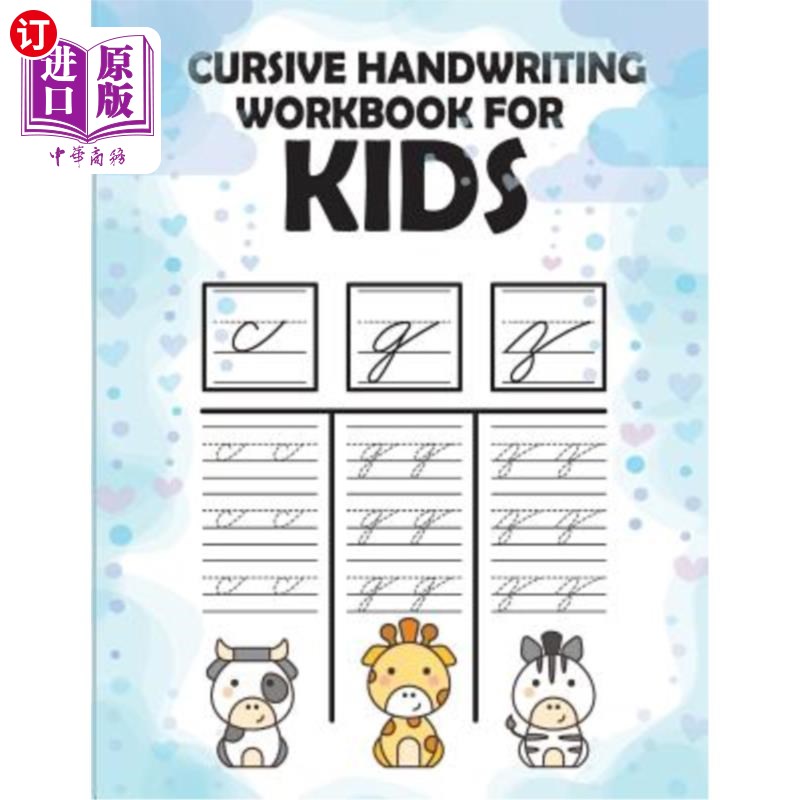 海外直订Cursive handwriting workbook for kids: workbook cursive, workbook tracing, cursi 儿童草书：草书、草书追踪、