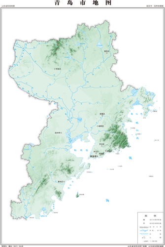 青岛市地图地形地势水系河流行政区划湖泊交通旅游铁路山峰卫星村