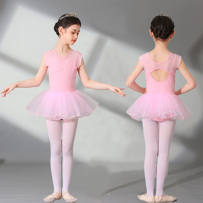 幼儿夏短袖中国舞蹈练功服装女童小女孩芭蕾蓬蓬裙形体考级体操服