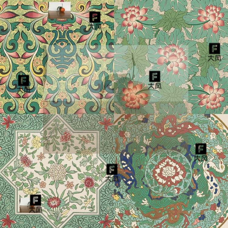 东方传统古典中国风纹理花卉植物图案装饰设计图片参考素材