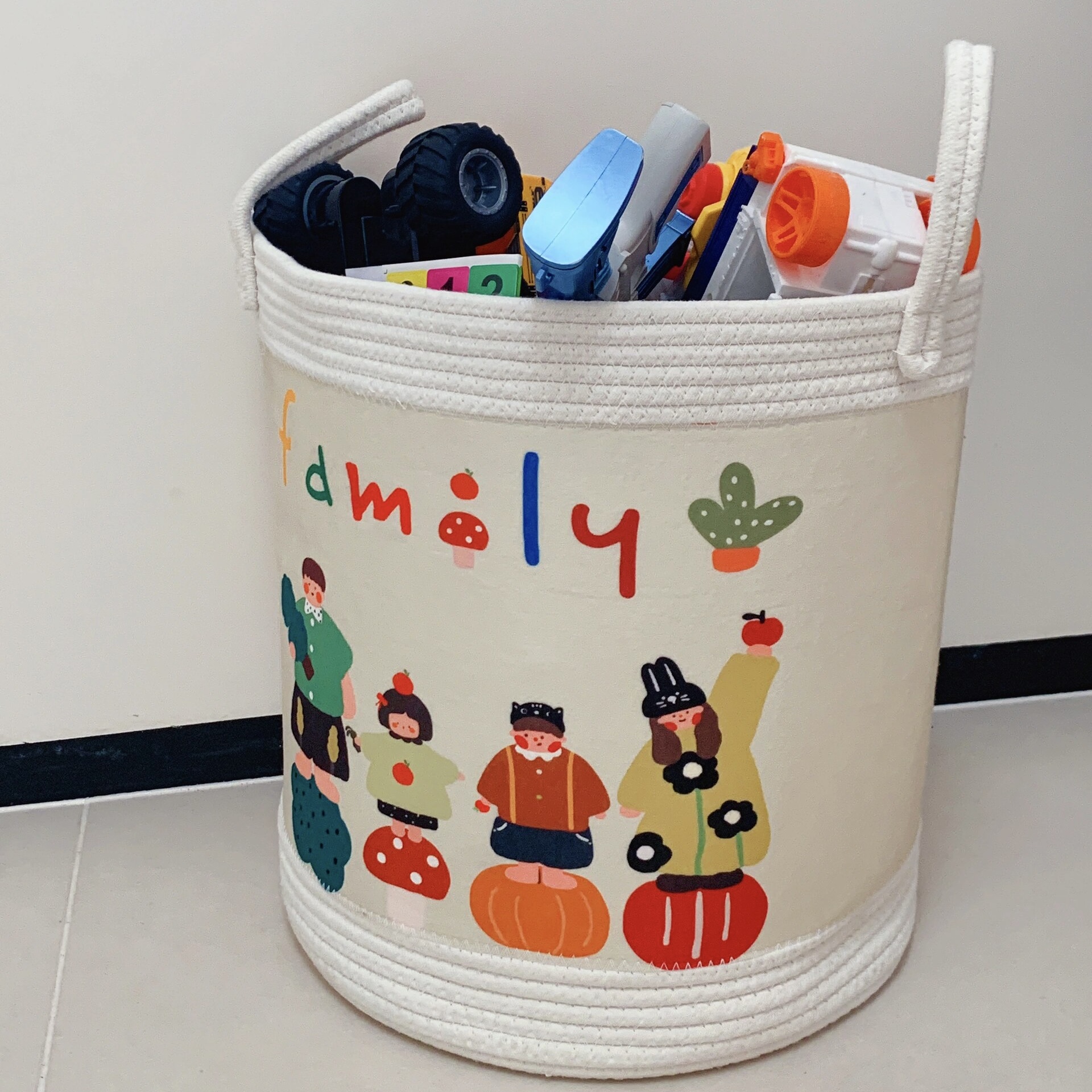 卡通玩具收纳筐杂物折叠家用卫生间收纳桶脏衣篮子大容量手提儿童