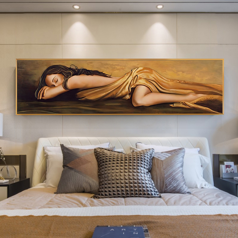 简约现代抽象人物画卧室床头挂画酒店房间睡美人艺术画美女装饰画