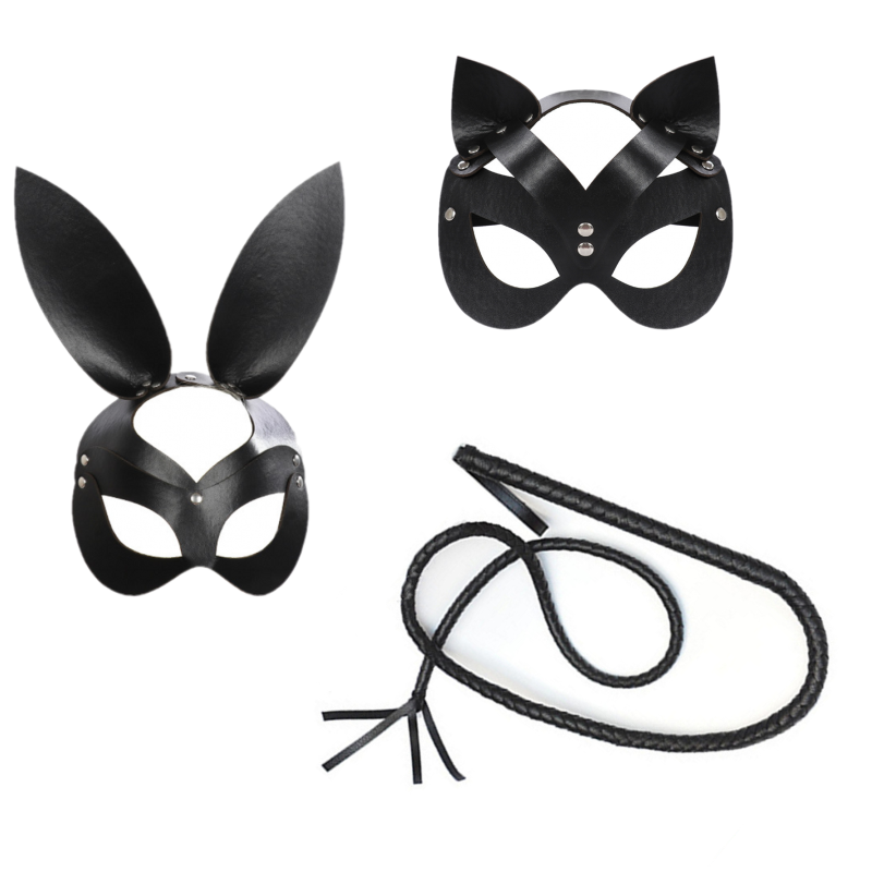 cos黑猫女郎面具1.6米皮鞭子道具玩具马鞭兔女郎假面表演装备武器