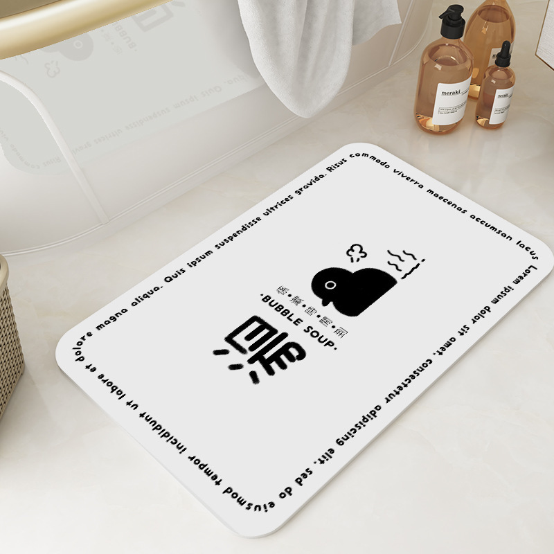 日式简约地垫科技布吸水地垫家用入户易干脚垫卫生间简笔画防滑垫