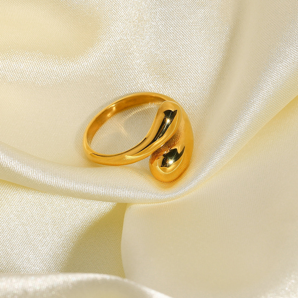 新款时尚镀金不锈钢矮胖戒指女士创意可调式交叉开口戒指珠宝首饰