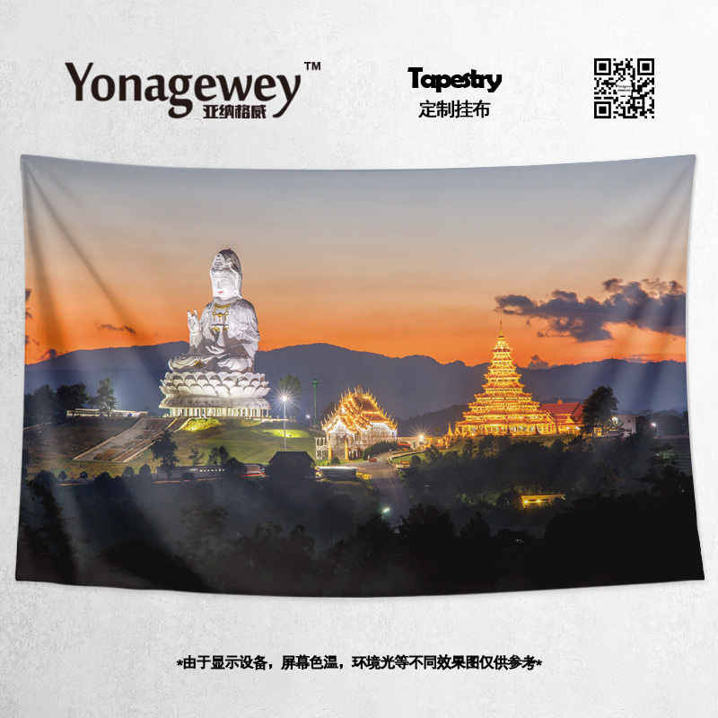 泰国清迈泰北寺庙风景写真海报周边网红民宿酒店装饰背景墙布挂布