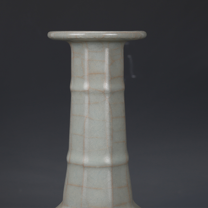 宋官窑青釉弦纹瓶仿古瓷器古董古玩收藏五大名窑花瓶摆件陶瓷