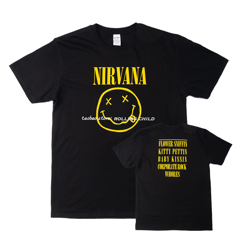 正版Nirvana-s涅槃乐队笑脸vintage重金属摇滚短袖T恤 官方现行版