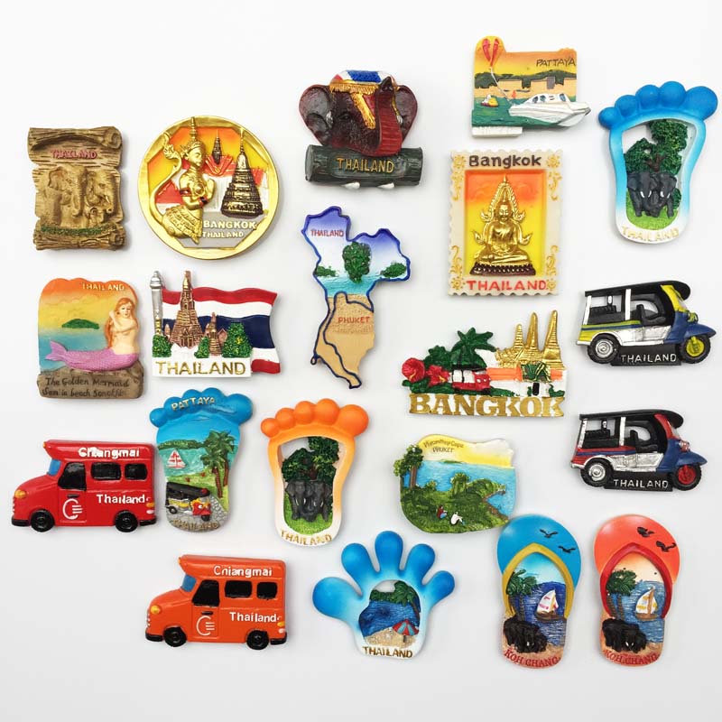 泰国各地创意留言贴人文景观旅游纪念装饰工艺品磁铁冰箱贴礼品