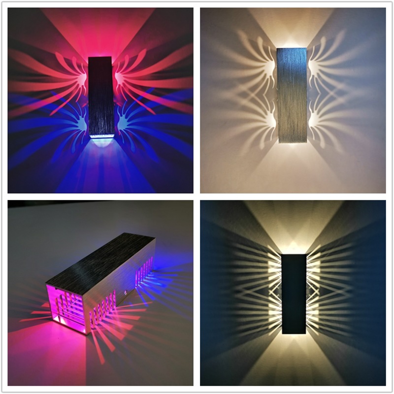 LED双头室内壁灯长方形铝材灯条纹手掌装饰灯走廊背景墙灯2w6w