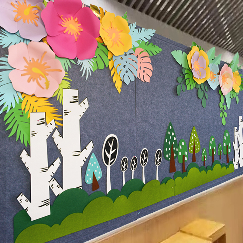 幼儿园毛毡布diy森系小树墙面墙饰墙贴学校家园联栏环创布置装饰