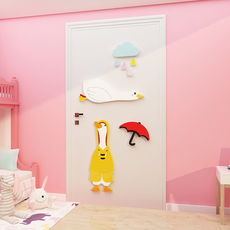 网红儿童小书房间布置男女孩卧室门上装饰用品ins墙面贴纸画挂件