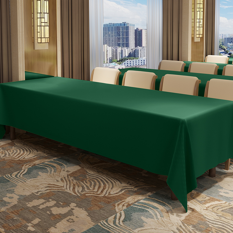 纯色加厚会议桌布布艺长方形办公展会墨绿色定制桌套签到地推台布