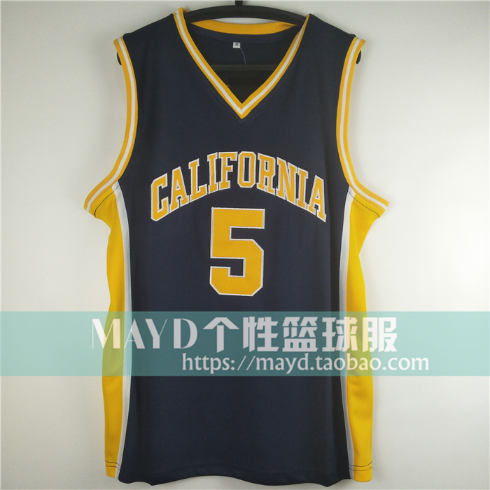 5号贾森基德大学球衣 加利福尼亚美式复古刺绣篮球服个性嘻哈背心