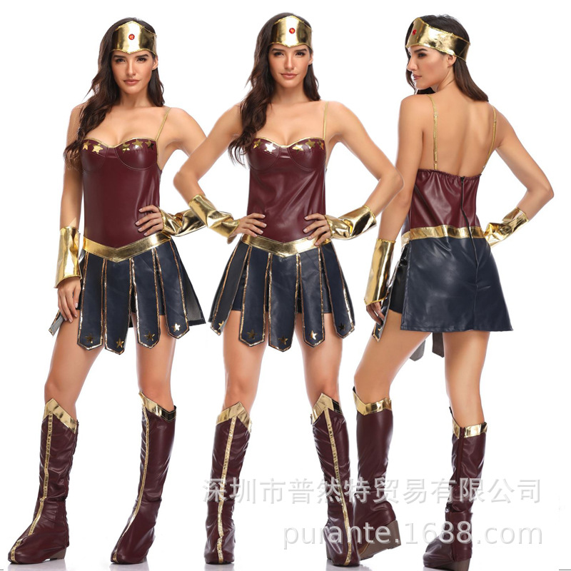 欧美女士万圣节神奇女侠服装角色扮演cosplay英雄联盟角斗士制服