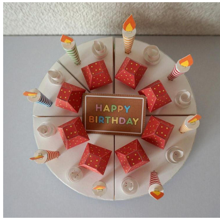 儿童手工折纸DIY拼装立体3D纸质模型制作仿真食物生日蛋糕道具