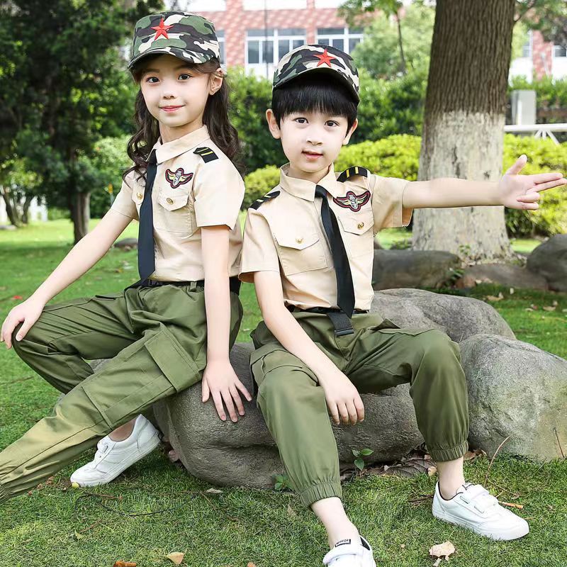 儿童军装陆军制服套装小学生幼儿园校服男女孩合唱演出夏令营军训