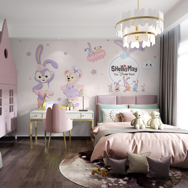 儿童房壁纸女孩墙纸房间 卧室可爱星黛露公主房壁布墙布背景墙