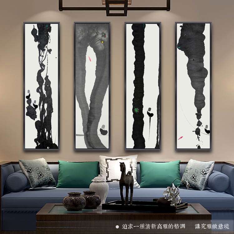 新中式禅意客厅挂画抽象画大写意泼墨水墨画装饰画玄关茶室壁画