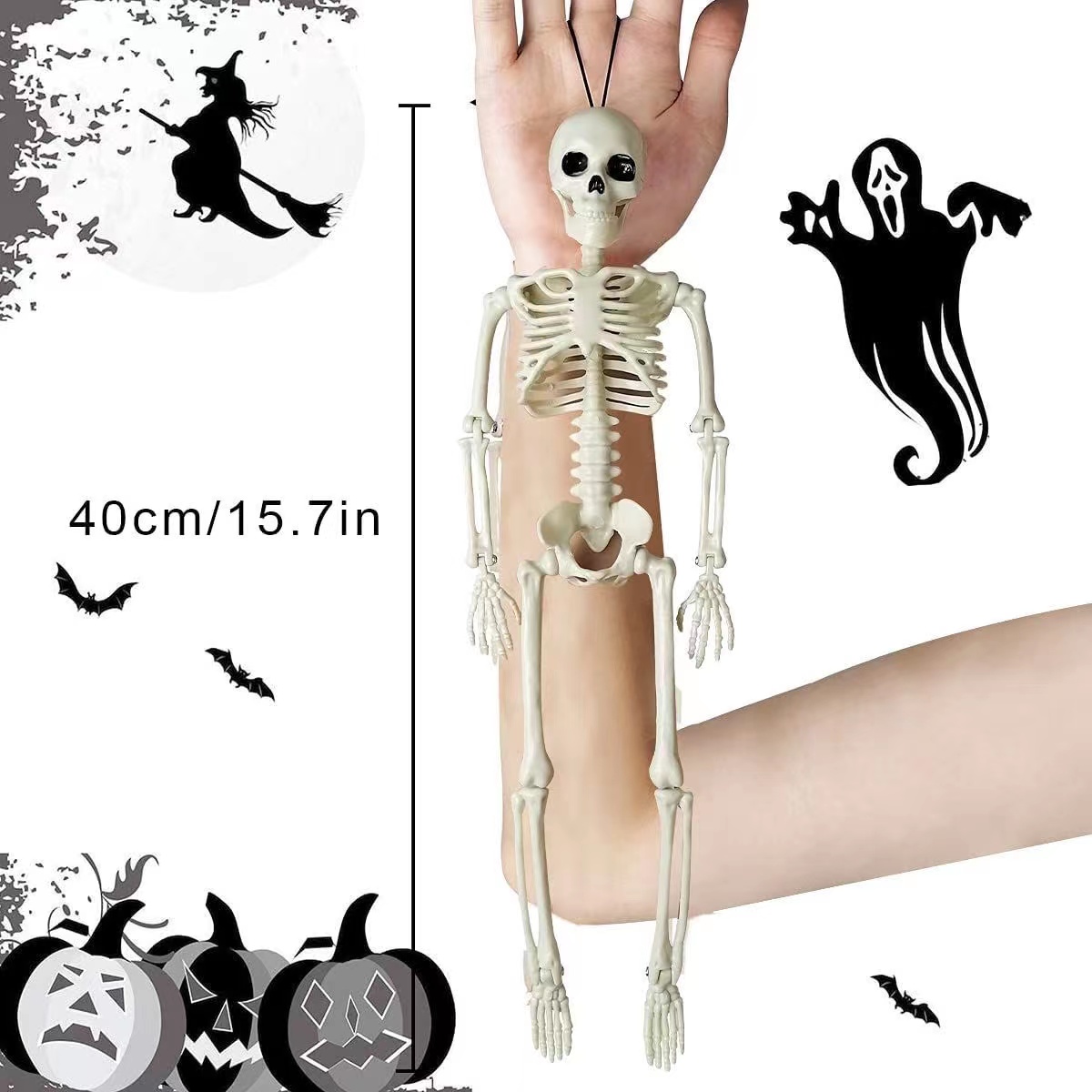 骨架骷髅骨头架人体骨骼模型医学四肢可拆40cm架关节可活动万圣节
