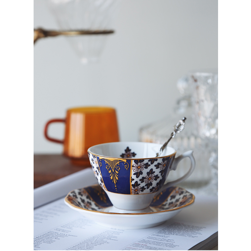 Lovely出口英国蓝色伯爵系列英伦宫廷复古骨瓷咖啡下午茶杯碟