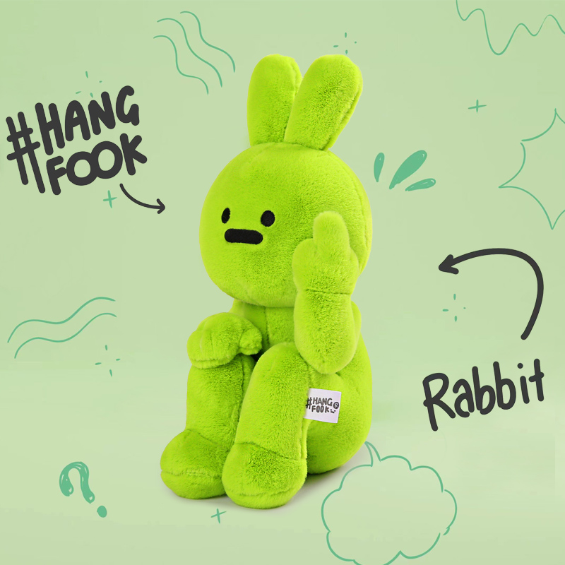 正版Hangfook中指兔子公仔搞怪玩偶娃娃毛绒玩具送男女友生日礼物