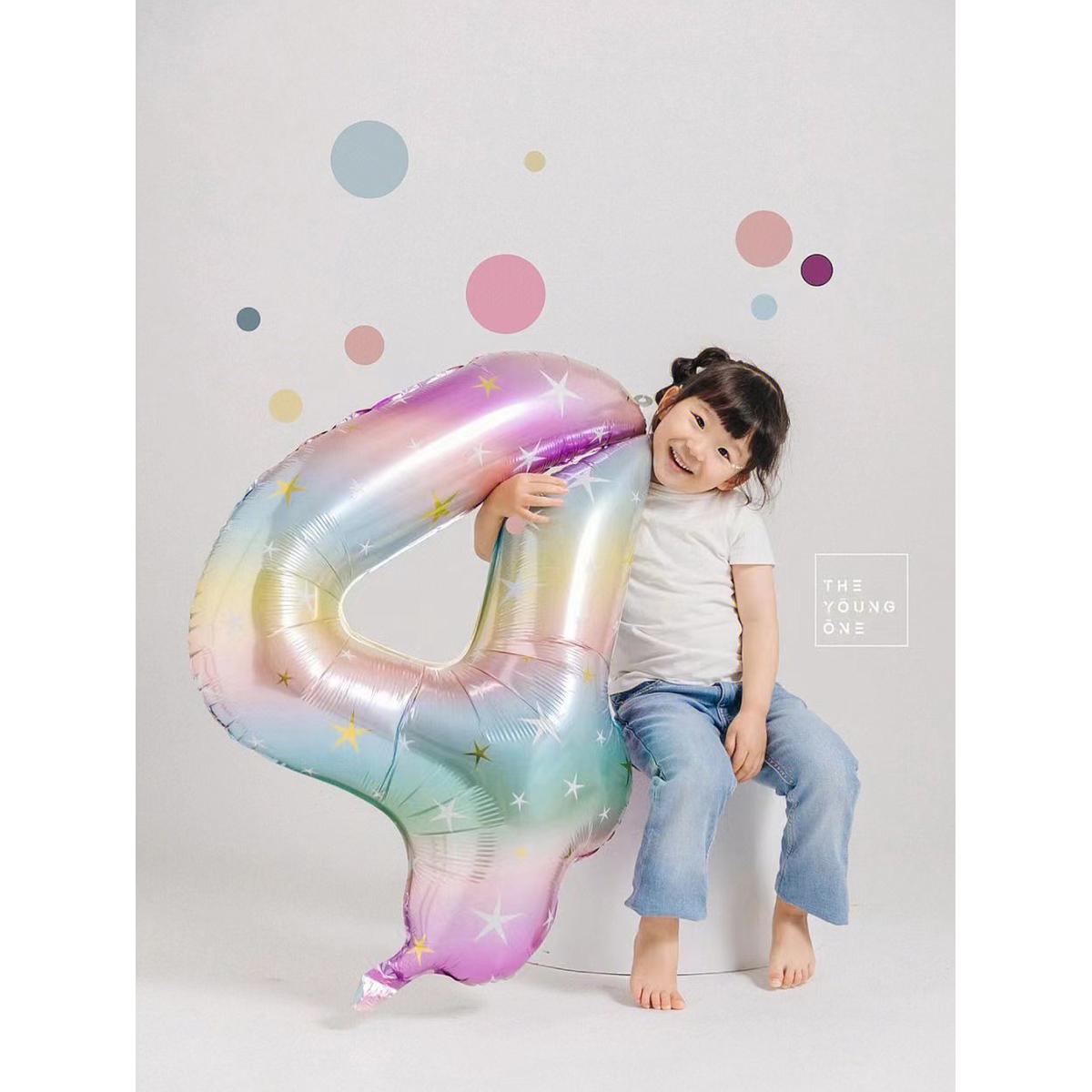 周岁生日星星渐变铝膜数字气球宝宝拍照背景布置野餐户外场景装饰