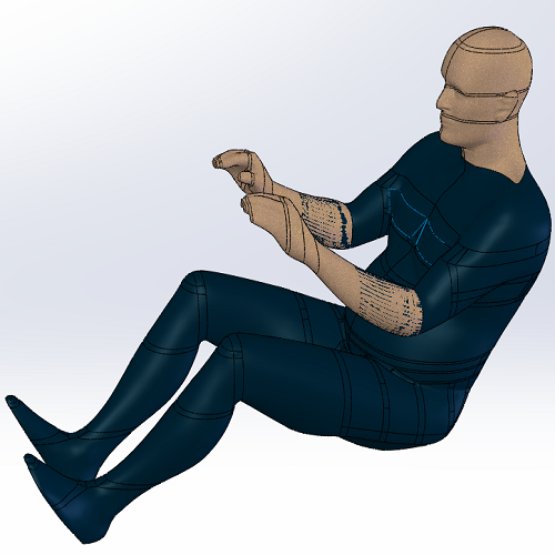 男性坐姿假人曲面男人3D三维几何数模型人体雕像外观握方向盘男士