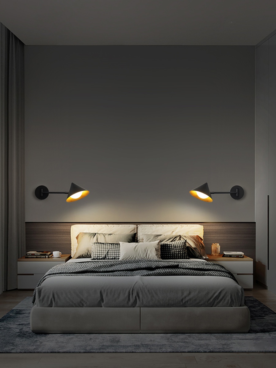 壁灯客厅背景墙头阅读LED卧室床全铜高端设计师现代简约壁灯过道