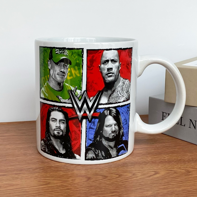原单 美国WWE职业摔跤周边水杯子陶瓷马克杯巨石强森纪念款收藏款
