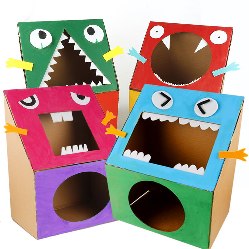 自制体育器材幼儿园玩教具沙包投投乐纸箱板diy室内运动游戏体能