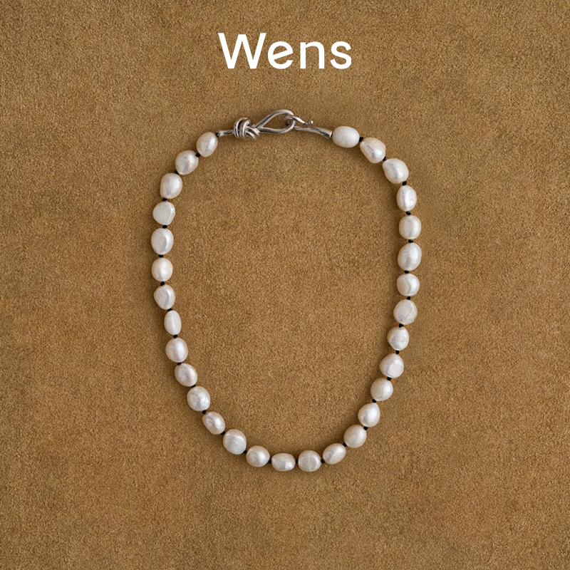 Wens天然巴洛克异形珍珠绳结挂扣项链女小众设计复古高级锁骨链
