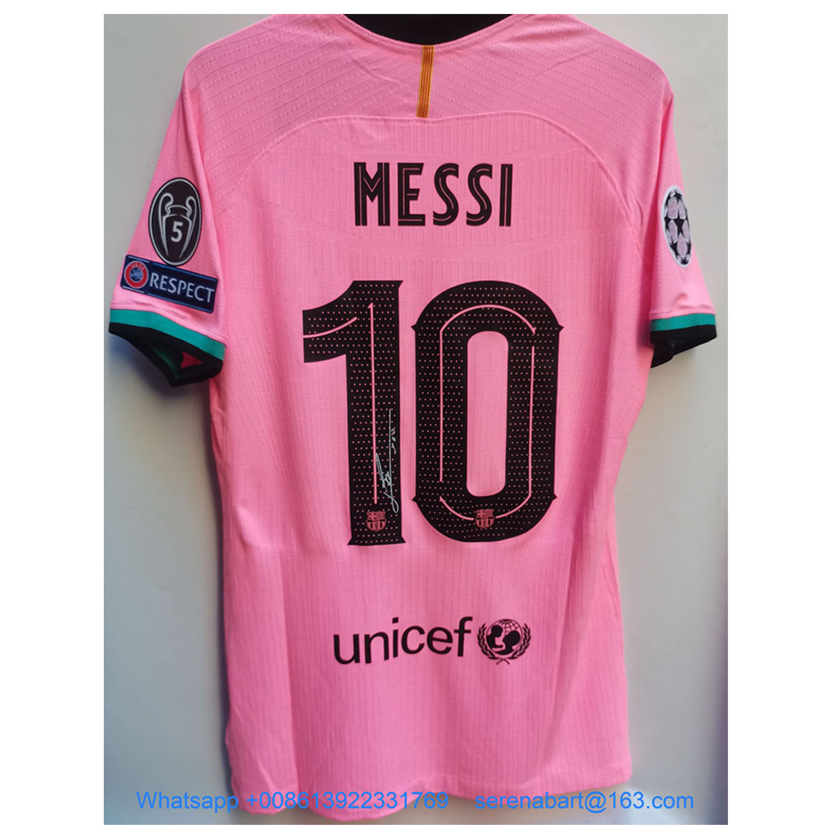 10号梅西签名球衣诺坎普欧冠印签球员版短袖足球服