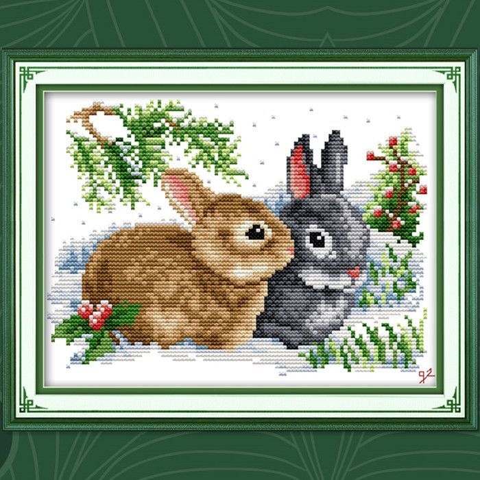钻石画满钻吉祥兔十字绣兔子新款客厅情侣两只兔生肖动物线绣手绣