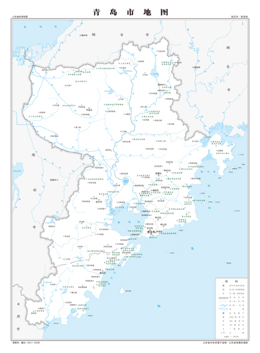 青岛市旅游地图交通水系地形河流行政区划湖泊旅游铁路山峰卫星村