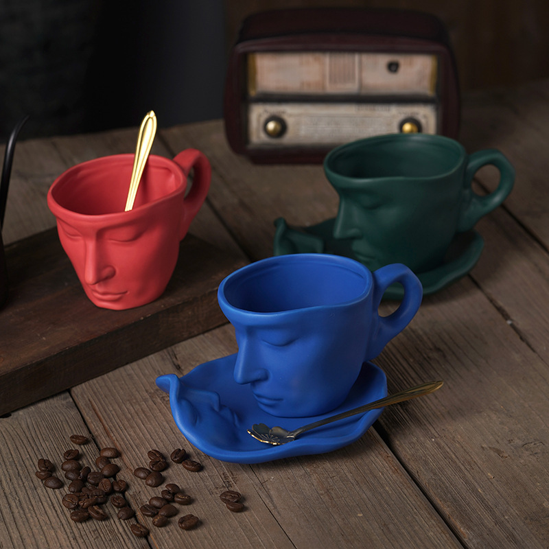 创意欧式复古陶瓷咖啡杯拉花杯碟套装设计师款立体手作下午茶杯子