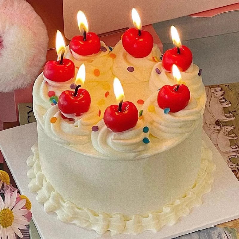 韩式糕装饰摆件创意立体水果樱桃车厘子造型蜡烛生日插件