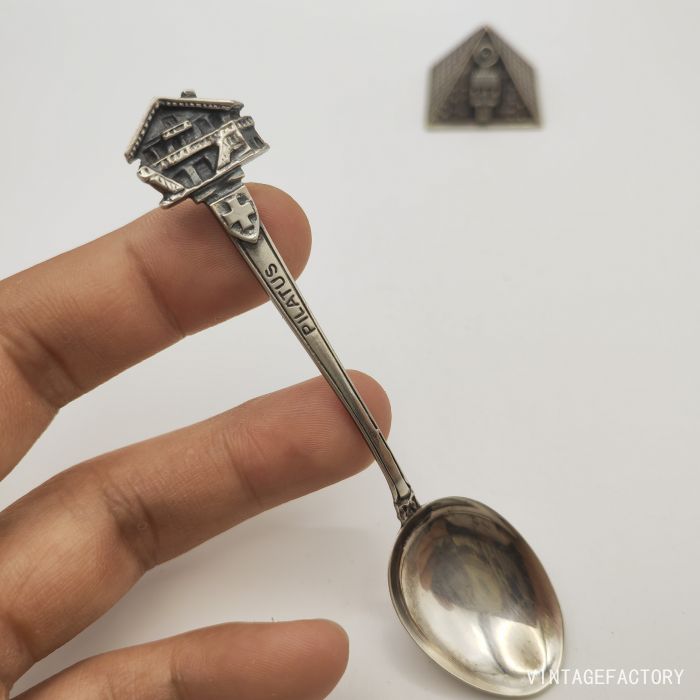 1950s瑞士原产皮拉图斯山旅游纪念800纯银标古董礼品咖啡小勺子