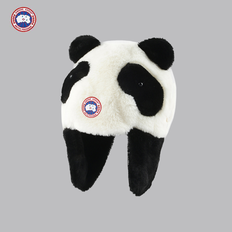 加拿大正品SIMONE GOOSE大鹅卡通熊猫护耳雷锋帽女毛绒保暖防风帽