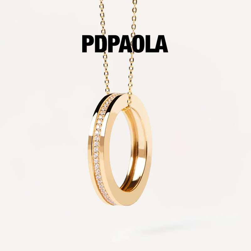 PDPAOLA圆环戒指情侣项链女镀18k金520礼物送男友Infinity