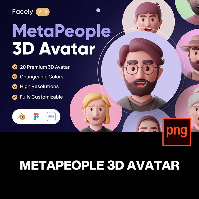 20款创意趣味3D立体卡通人物头像插图插画png免抠图片设计素材