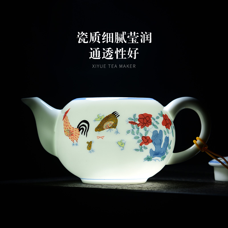 明代成化斗彩鸡缸杯茶壶家用仿古功夫茶具单壶陶瓷青花泡茶器茶具